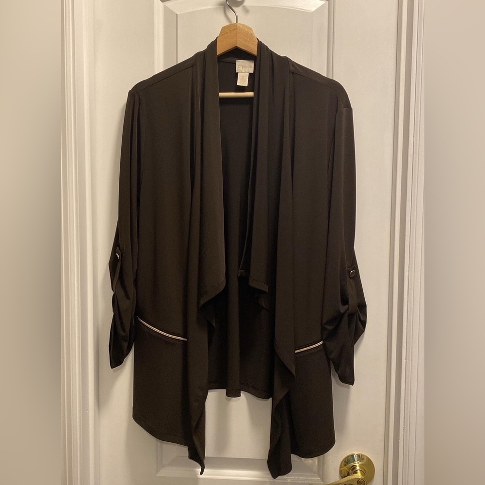 Chico’s Black Draped Cardigan size 2
